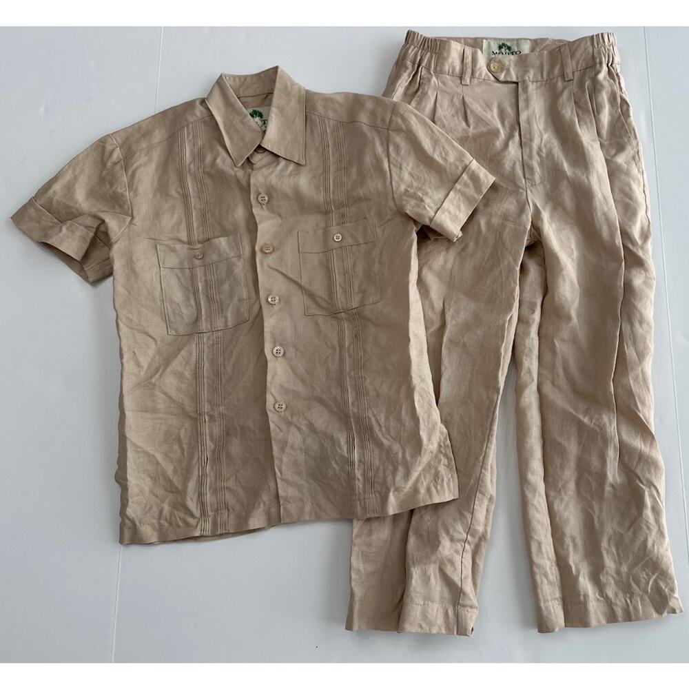 Mojito Collection Kids Boys Size 6 Khaki Linen Shirt Pants Set Outfit
